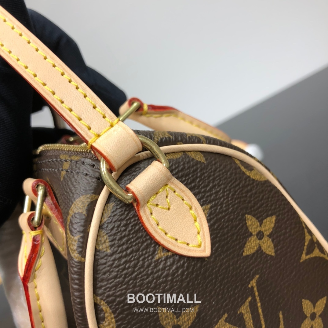 Louis Vuitton Nano Speedy Monogram Canvas Top Handle Crossbody Bag with Strap Detail 루이비통 나노 스피디 모노그램 캔버스 탑핸들 크로스백 스트랩 M61252 16cm 18