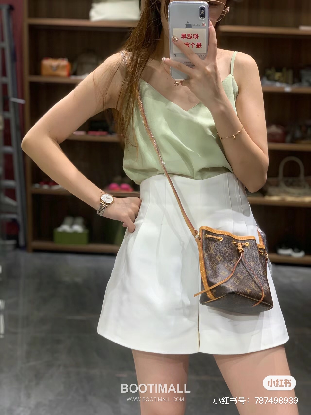 Louis Vuitton Nano Lockit Monogram Canvas Bucket Crossbody Bag with Drawstring Detail 루이비통 나노 락킷 모노그램 캔버스 버킷 크로스백 드로우스트링 M41346 13cm 8