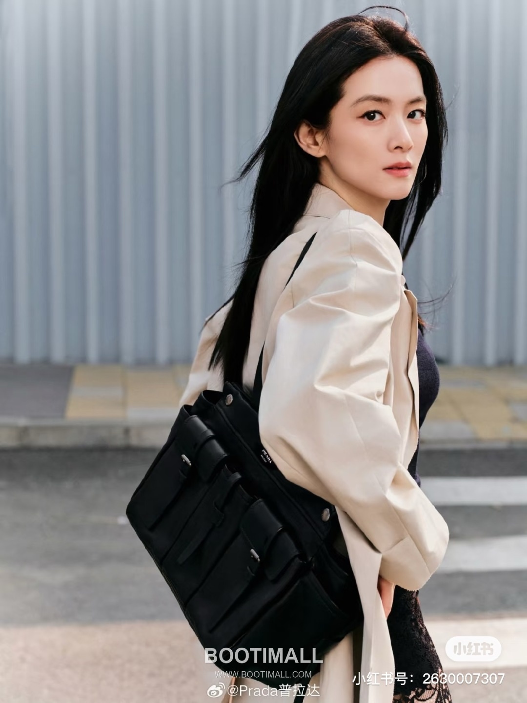 Prada Route Calfskin Tote Bag with Pocket Strap Buckle Detail 프라다 루트 카프스킨 토트백 포켓 스트랩 버클 1BG645 30cm 6