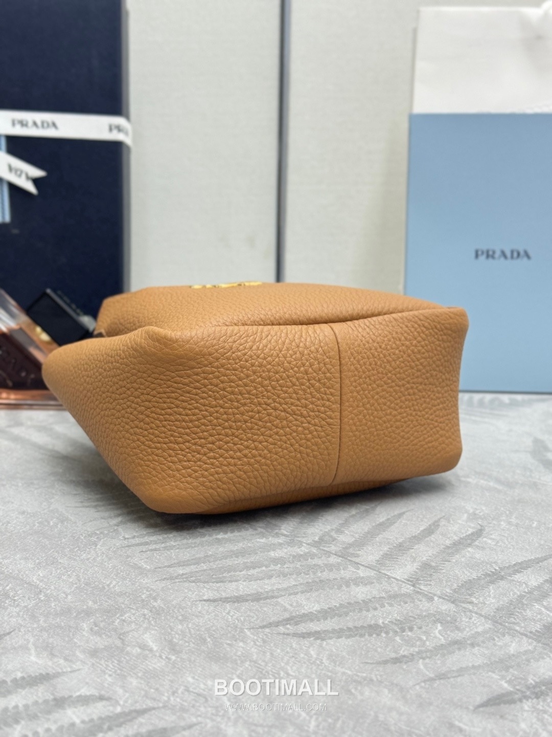 Prada Mini Deer Grain Calfskin Bucket Bag with Gold Hardware Detail 프라다 미니 디어그레인 카프스킨 버킷백 금속디테일 1BA349 18cm 6