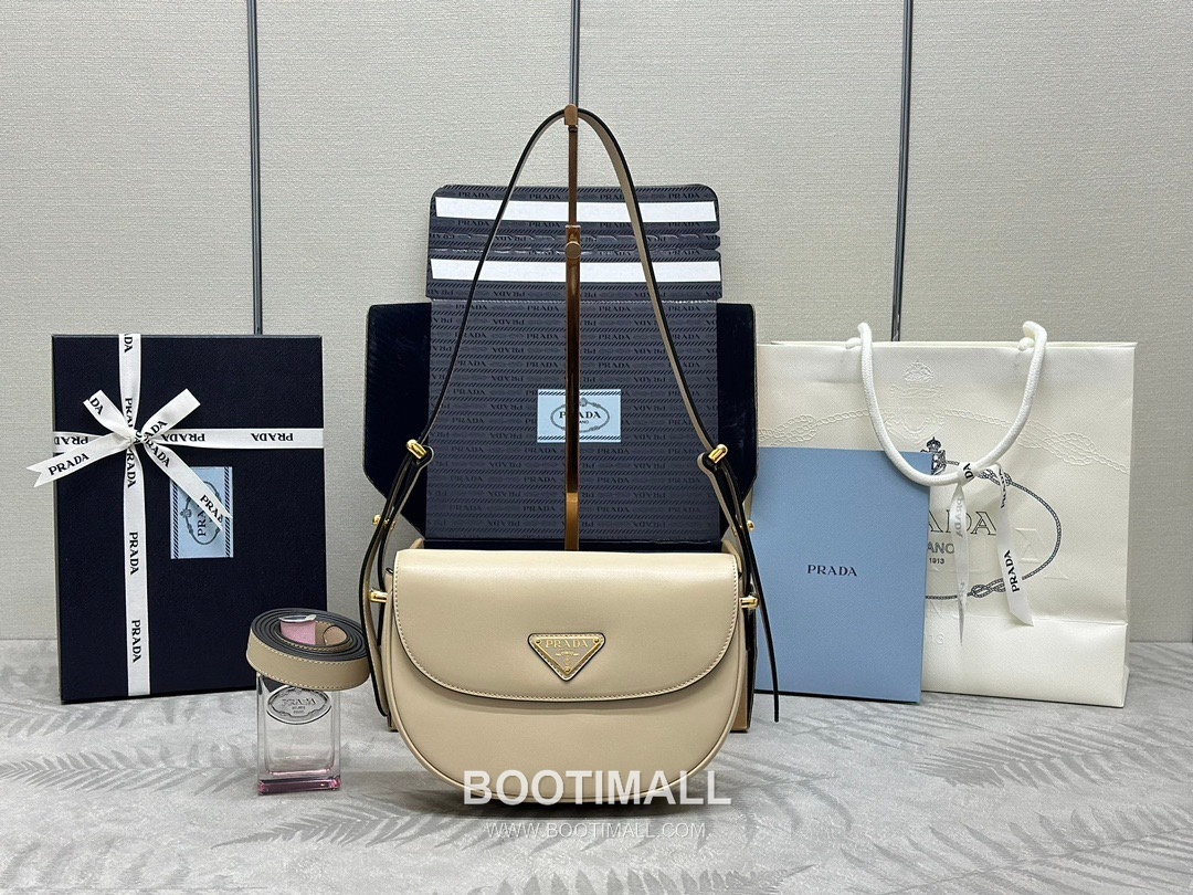 Prada Moon Calfskin Hobo Shoulder Bag with Dual Strap Detail 프라다 문 카프스킨 호보 숄더백 듀얼스트랩 1BD365 22cm 1