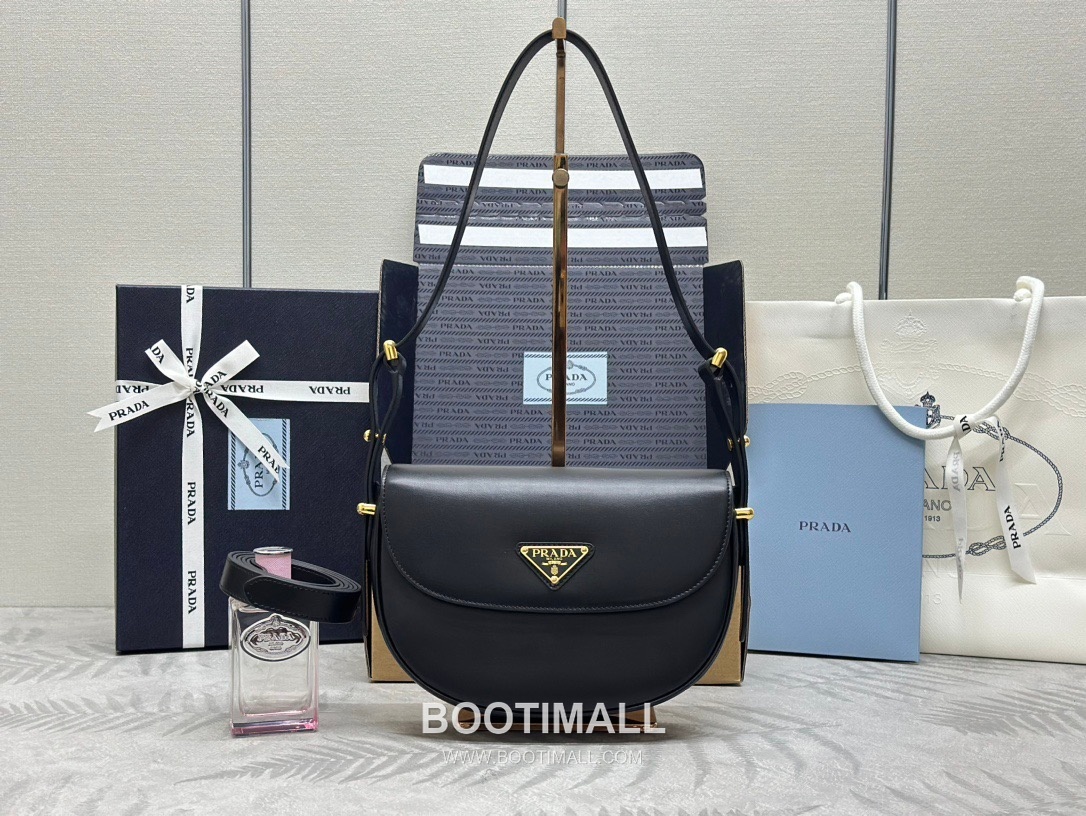 Prada Moon Calfskin Hobo Shoulder Bag with Dual Strap Detail 프라다 문 카프스킨 호보 숄더백 듀얼스트랩 1BD365 22cm 1