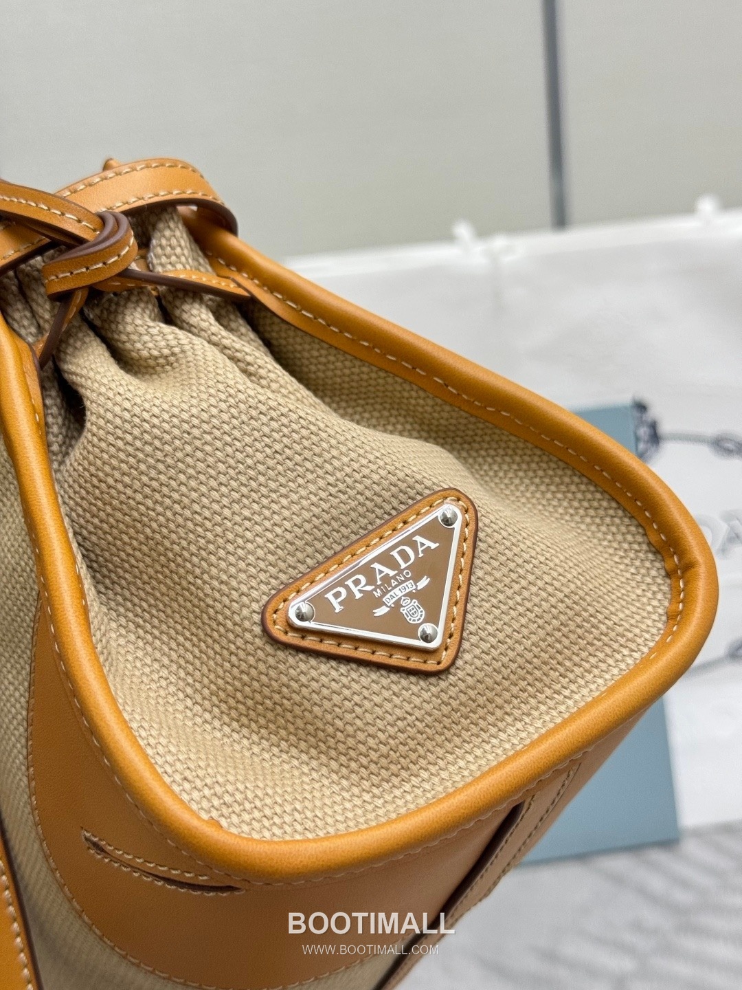 Prada Bonnie Linen Canvas Tote Bag with Pocket Strap Detail 프라다 보니 린넨 캔버스 토트백 포켓 스트랩 1BA426 32cm 7