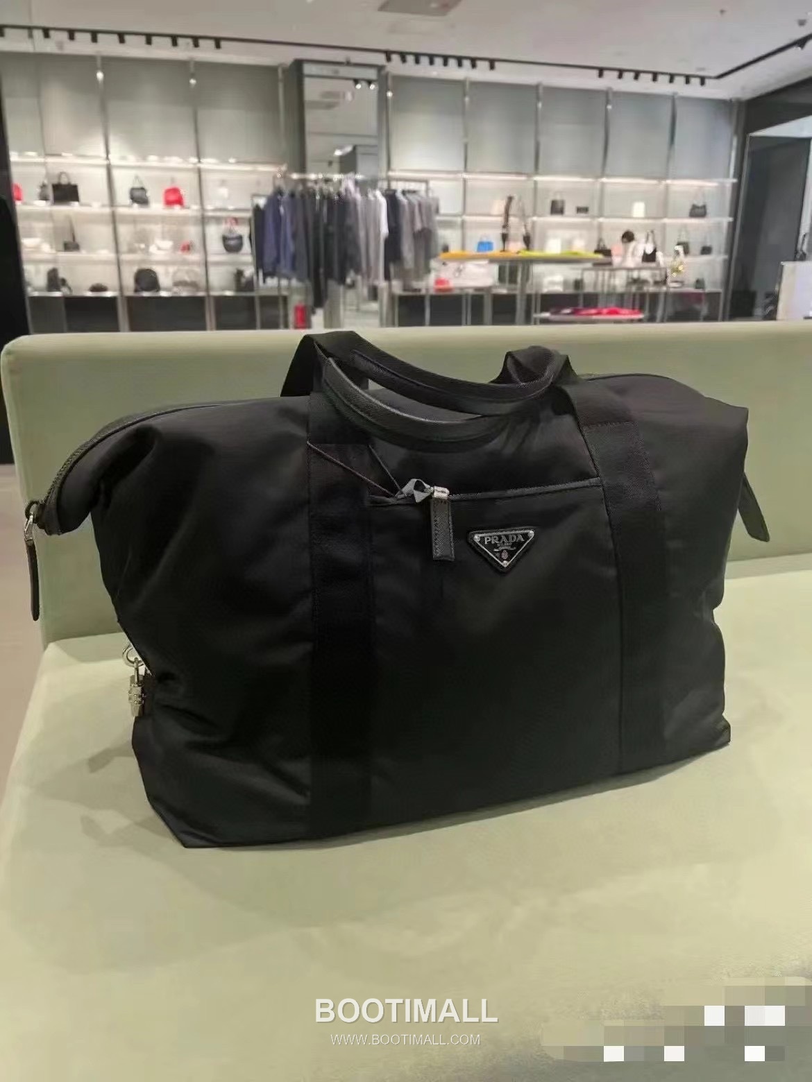 Prada Nylon Travel Tote Bag with Steel Triangle Logo Lock Strap Detail 프라다 나일론 스틸 트라이앵글 로고 락 스트랩 토트백 2VC796 45cm 2