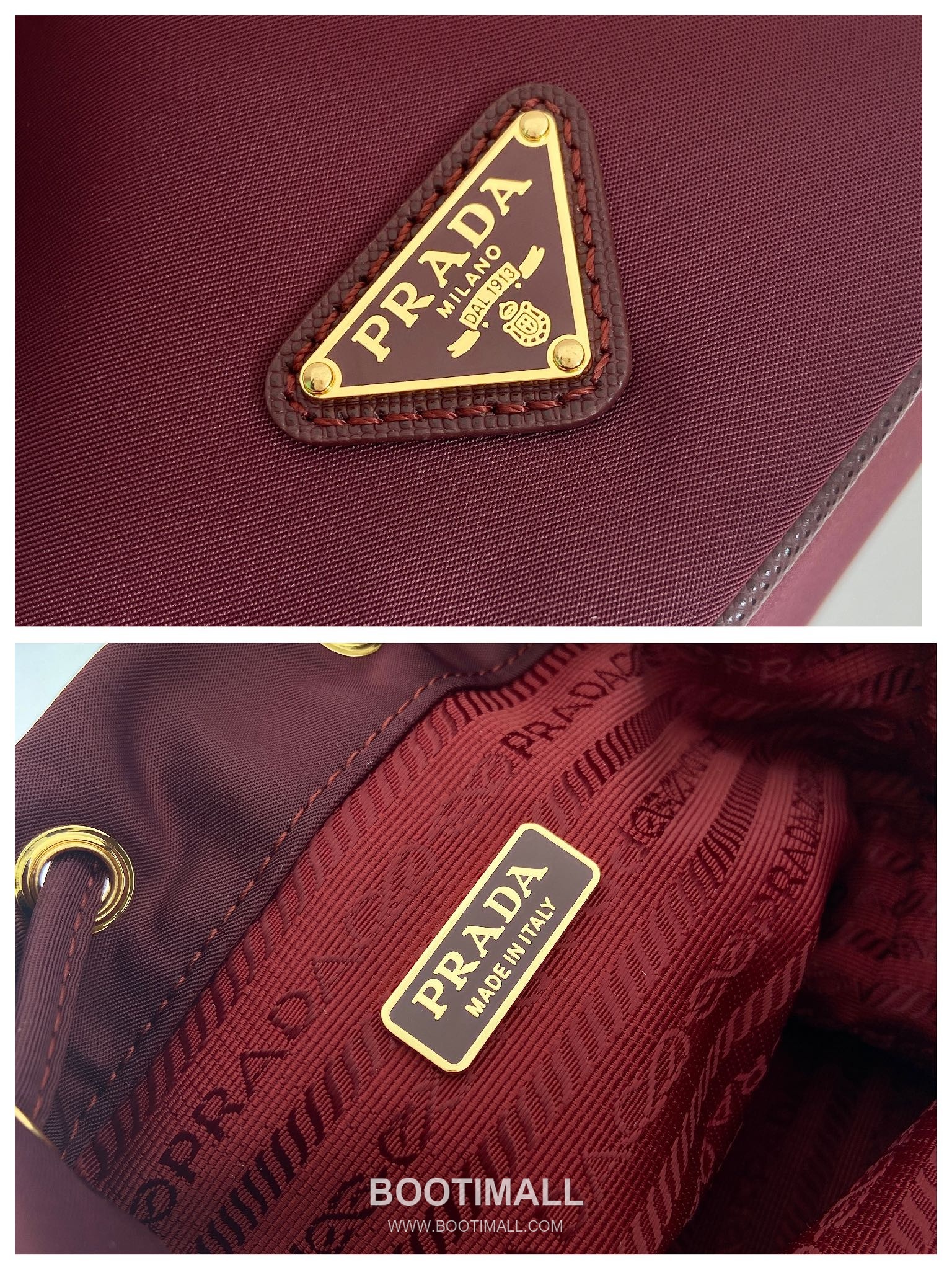 Prada Nylon Bucket Bag with Calfskin Strap Triangle Logo Key Charm Detail 프라다 나일론 카프스킨 스트랩 트라이앵글 로고 키참 버킷백 1BE067 15.5cm 7