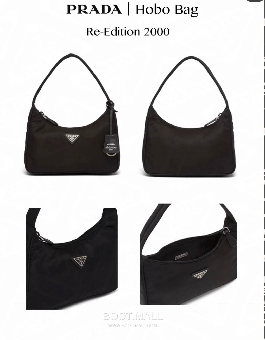 Prada Nylon Hobo Bag with Triangle Logo Underarm Zip Detail 프라다 나일론 트라이앵글 로고 언더암 집 호보백 1NE204 23cm 3