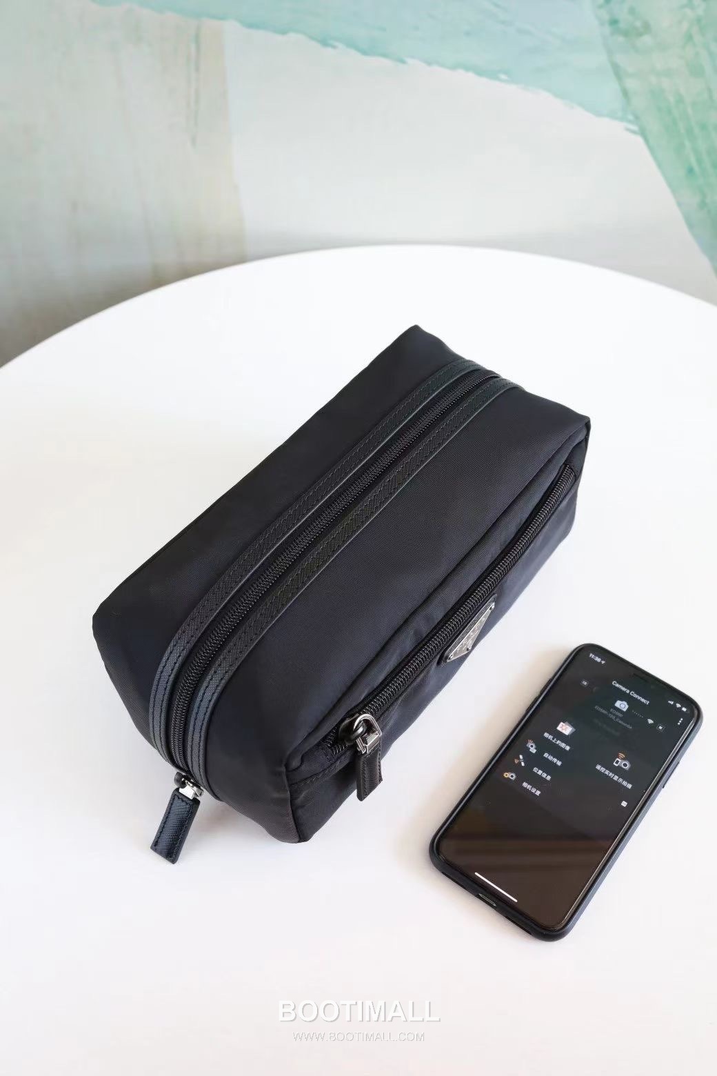 Prada Parachute Nylon Pouch with Calfskin Trim Triangle Logo Zip Pocket Detail 프라다 패러슈트 나일론 카프스킨 트림 트라이앵글 로고 집 포켓 파우치 2NA028 23cm 7