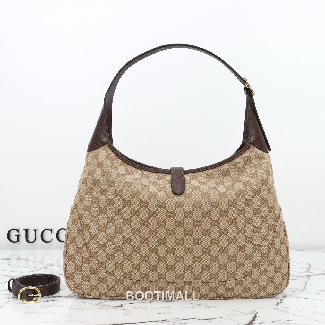 Gucci GG Canvas Tote Bag with Leather Trim Zip Detail 구찌 GG 캔버스 레더 트림 집 토트백 863279 40cm 9
