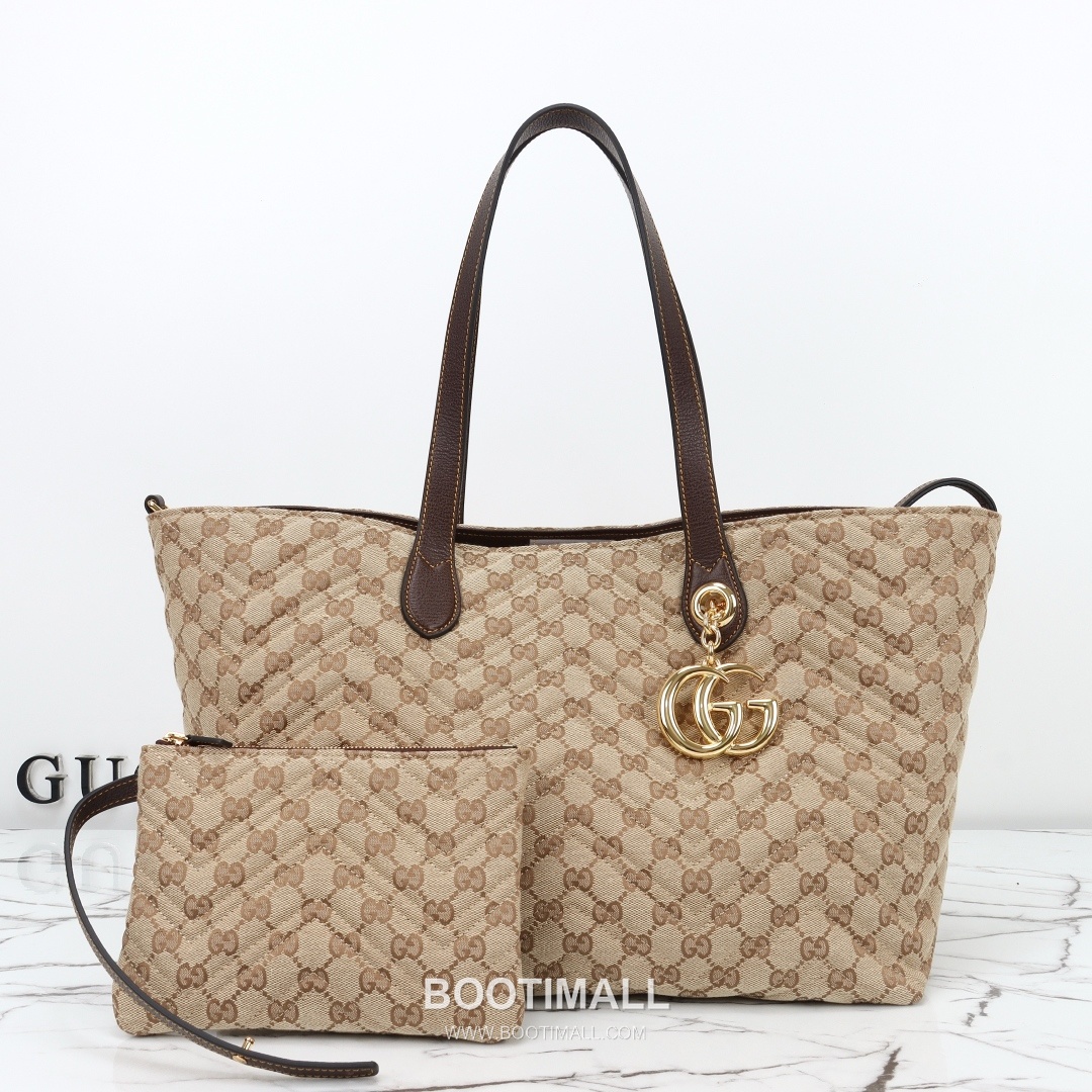 Gucci GG Canvas Tote Bag with Leather Trim Top Handle Detail 구찌 GG 캔버스 레더 트림 탑핸들 토트백 855392 35cm 1