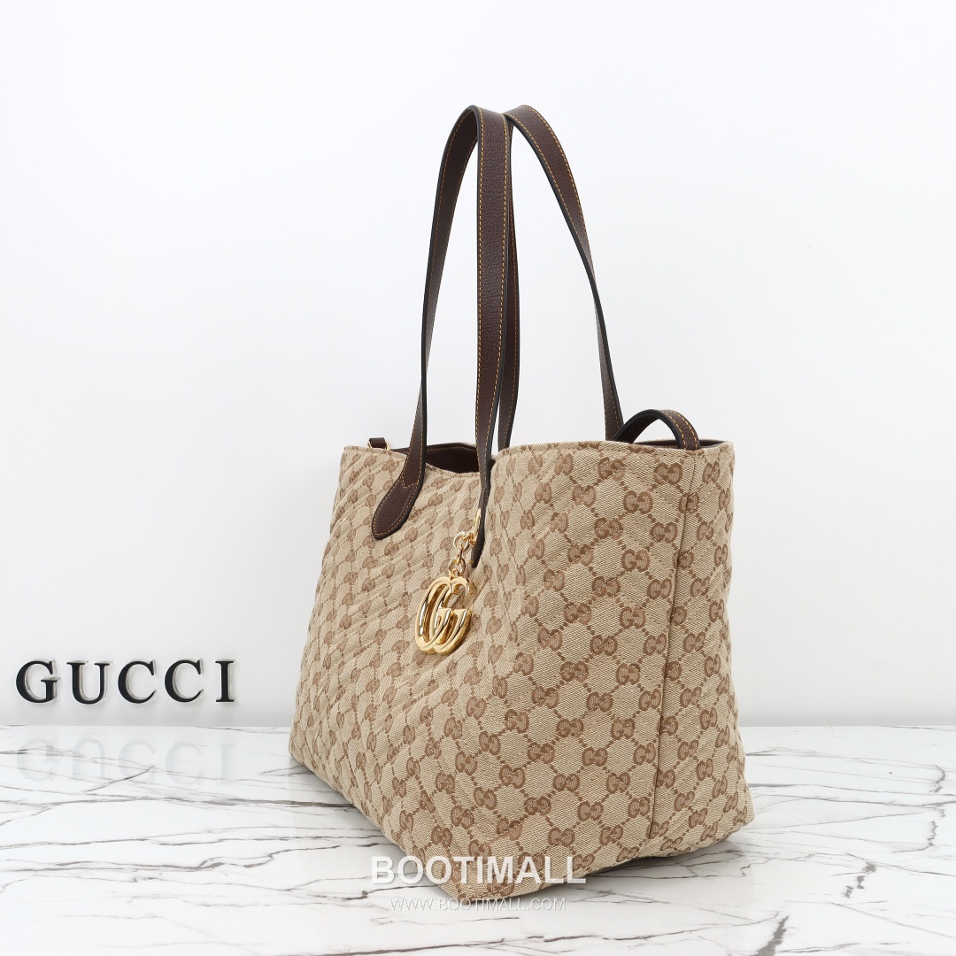 Gucci GG Canvas Tote Bag with Leather Trim Top Handle Detail 구찌 GG 캔버스 레더 트림 탑핸들 토트백 855392 35cm 2