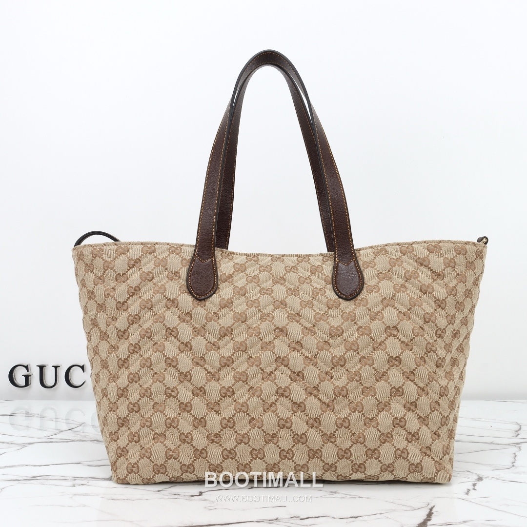 Gucci GG Canvas Tote Bag with Leather Trim Top Handle Detail 구찌 GG 캔버스 레더 트림 탑핸들 토트백 855392 35cm 3