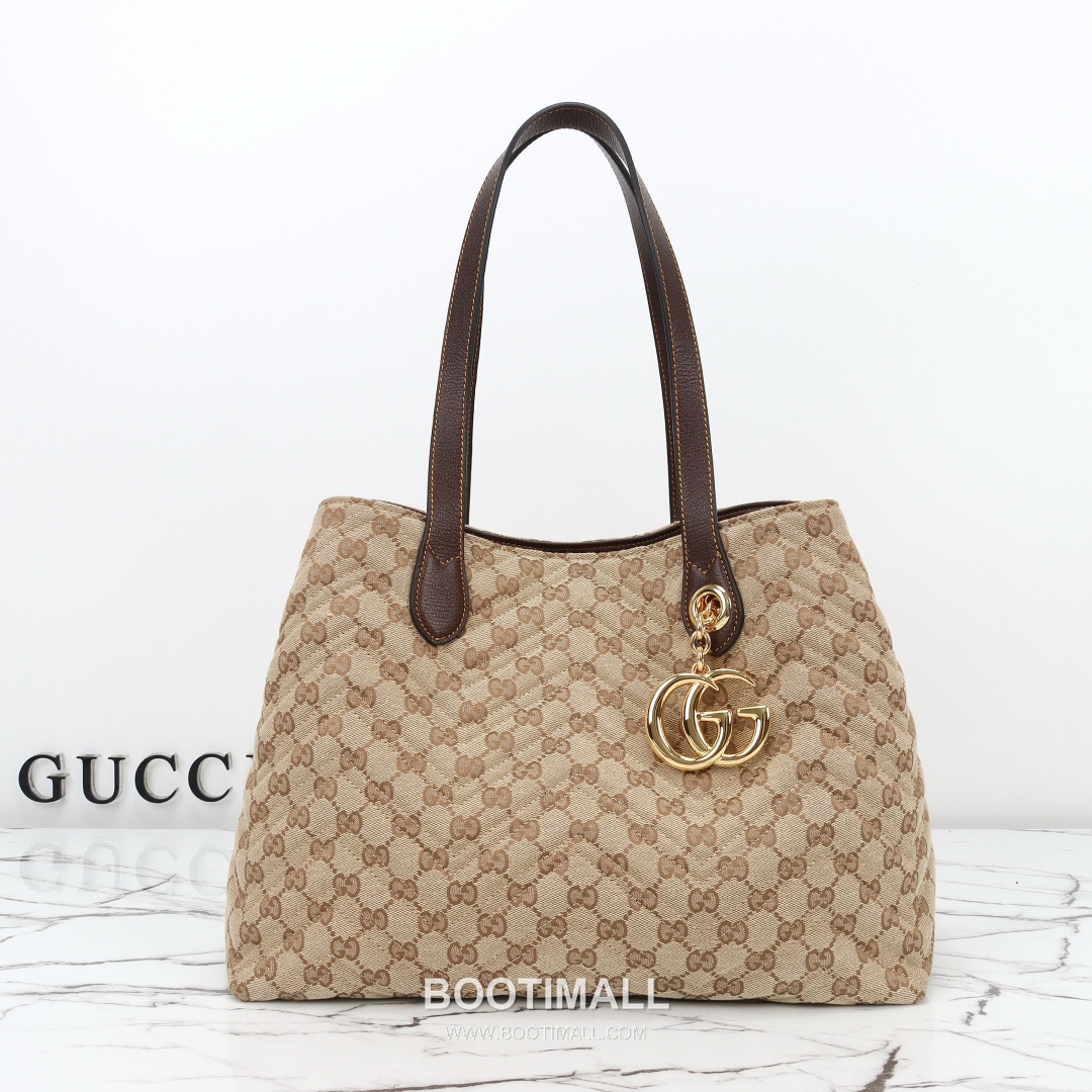 Gucci GG Canvas Tote Bag with Leather Trim Top Handle Detail 구찌 GG 캔버스 레더 트림 탑핸들 토트백 855392 35cm 4