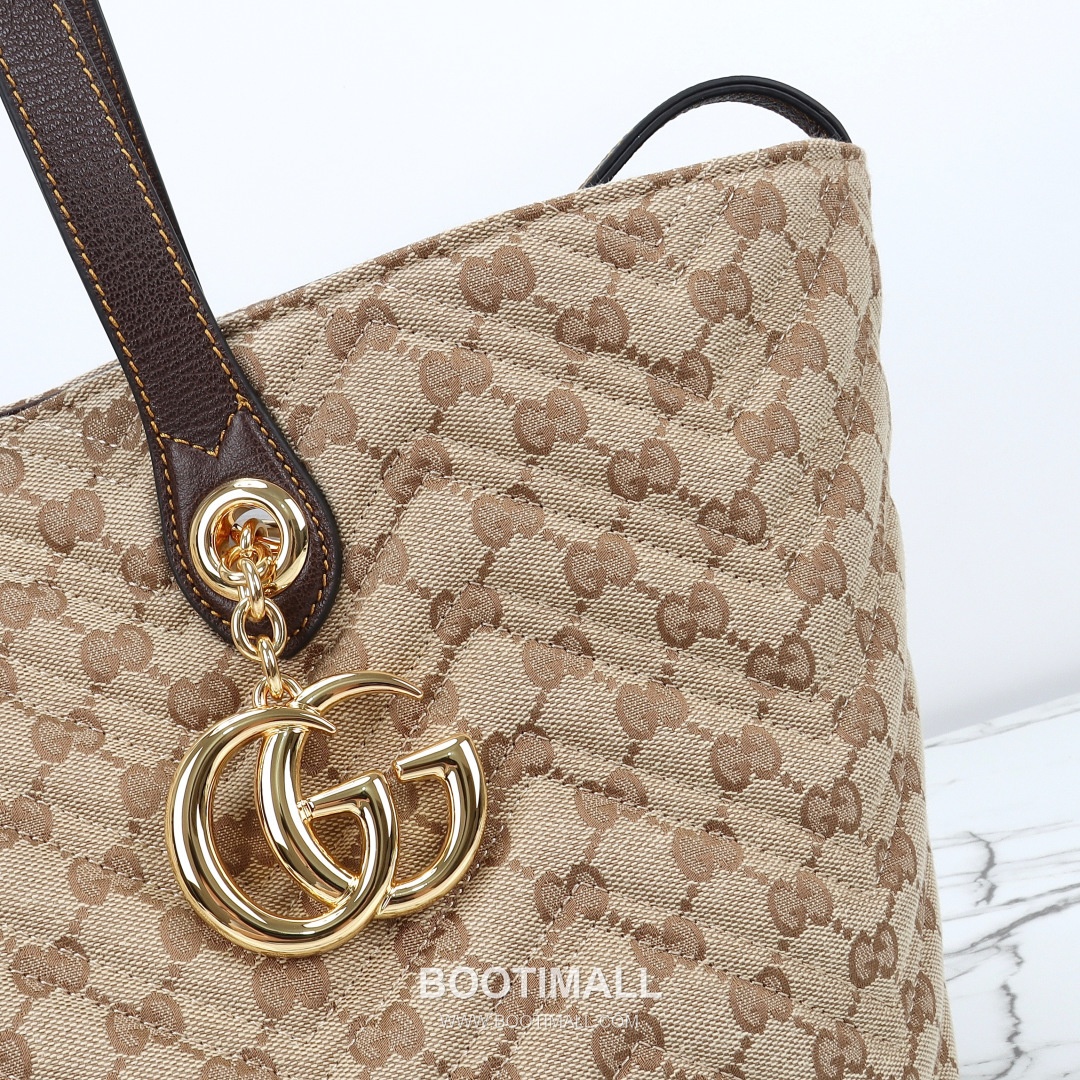 Gucci GG Canvas Tote Bag with Leather Trim Top Handle Detail 구찌 GG 캔버스 레더 트림 탑핸들 토트백 855392 35cm 5