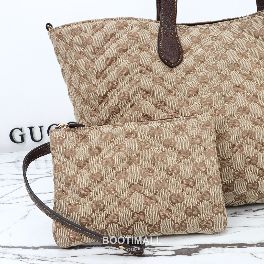 Gucci GG Canvas Tote Bag with Leather Trim Top Handle Detail 구찌 GG 캔버스 레더 트림 탑핸들 토트백 855392 35cm 6