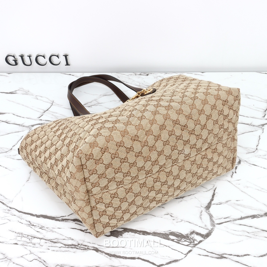 Gucci GG Canvas Tote Bag with Leather Trim Top Handle Detail 구찌 GG 캔버스 레더 트림 탑핸들 토트백 855392 35cm 7