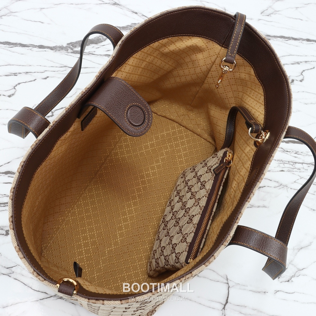 Gucci GG Canvas Tote Bag with Leather Trim Top Handle Detail 구찌 GG 캔버스 레더 트림 탑핸들 토트백 855392 35cm 9