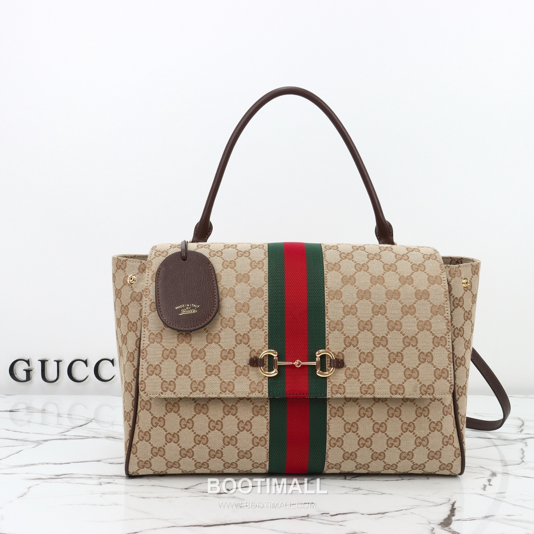 Gucci GG Canvas Tote Bag with Leather Trim Strap Detail 구찌 GG 캔버스 레더 트림 스트랩 토트백 875019 37cm 4