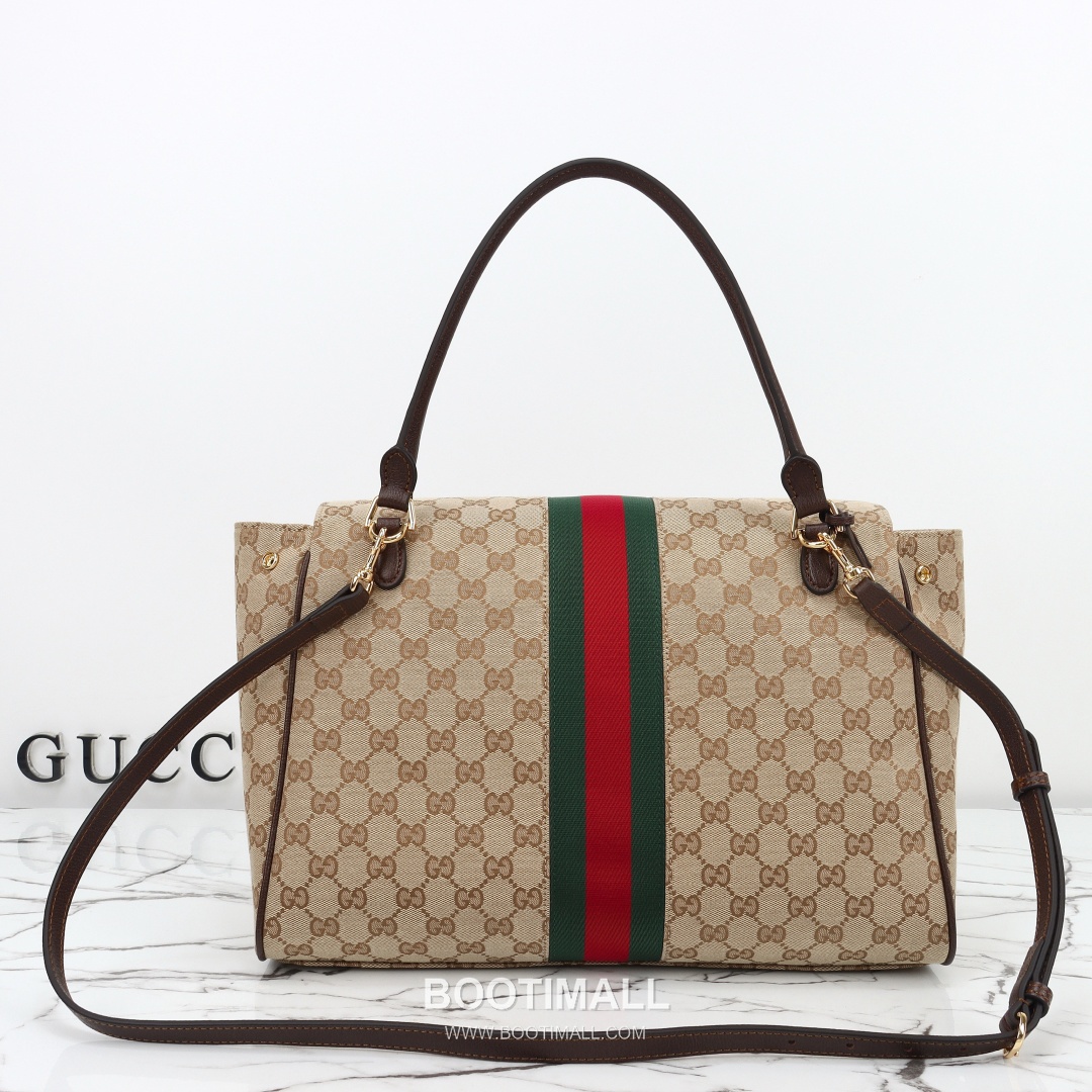 Gucci GG Canvas Tote Bag with Leather Trim Strap Detail 구찌 GG 캔버스 레더 트림 스트랩 토트백 875019 37cm 6