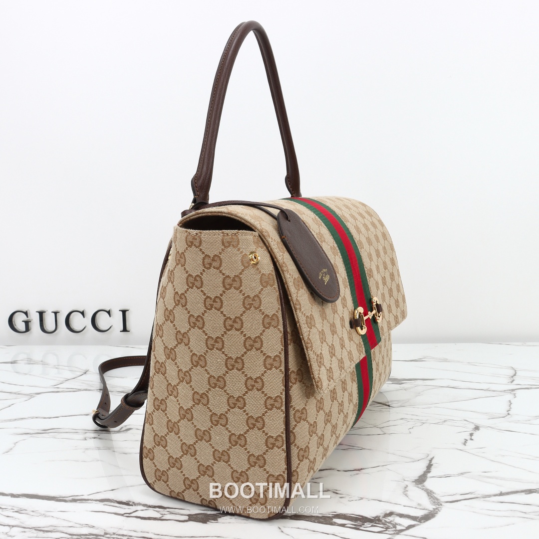 Gucci GG Canvas Tote Bag with Leather Trim Strap Detail 구찌 GG 캔버스 레더 트림 스트랩 토트백 875019 37cm 8