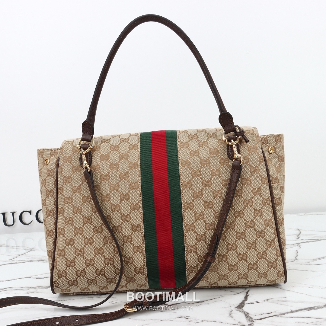 Gucci GG Canvas Tote Bag with Leather Trim Strap Detail 구찌 GG 캔버스 레더 트림 스트랩 토트백 875019 37cm 9