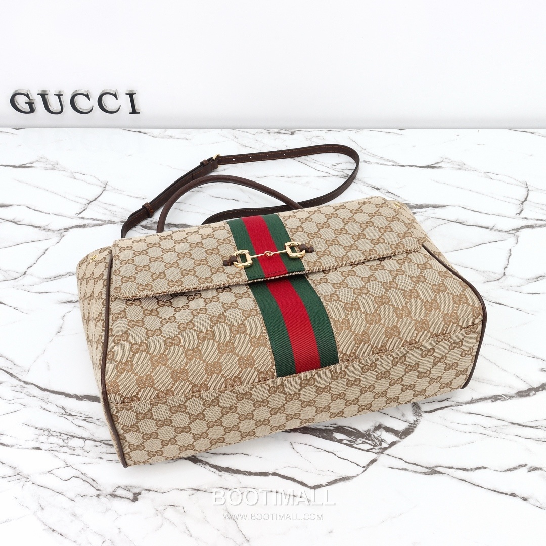 Gucci GG Canvas Tote Bag with Leather Trim Strap Detail 구찌 GG 캔버스 레더 트림 스트랩 토트백 875019 37cm 11