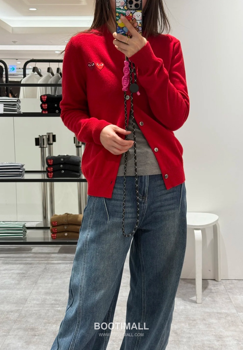 Comme des Garçons PLAY Double Heart Patch Wool Knit Cardigan Embroidered Logo 꼼데가르송플레이 더블하트 패치 울 니트 가디건 31177 5