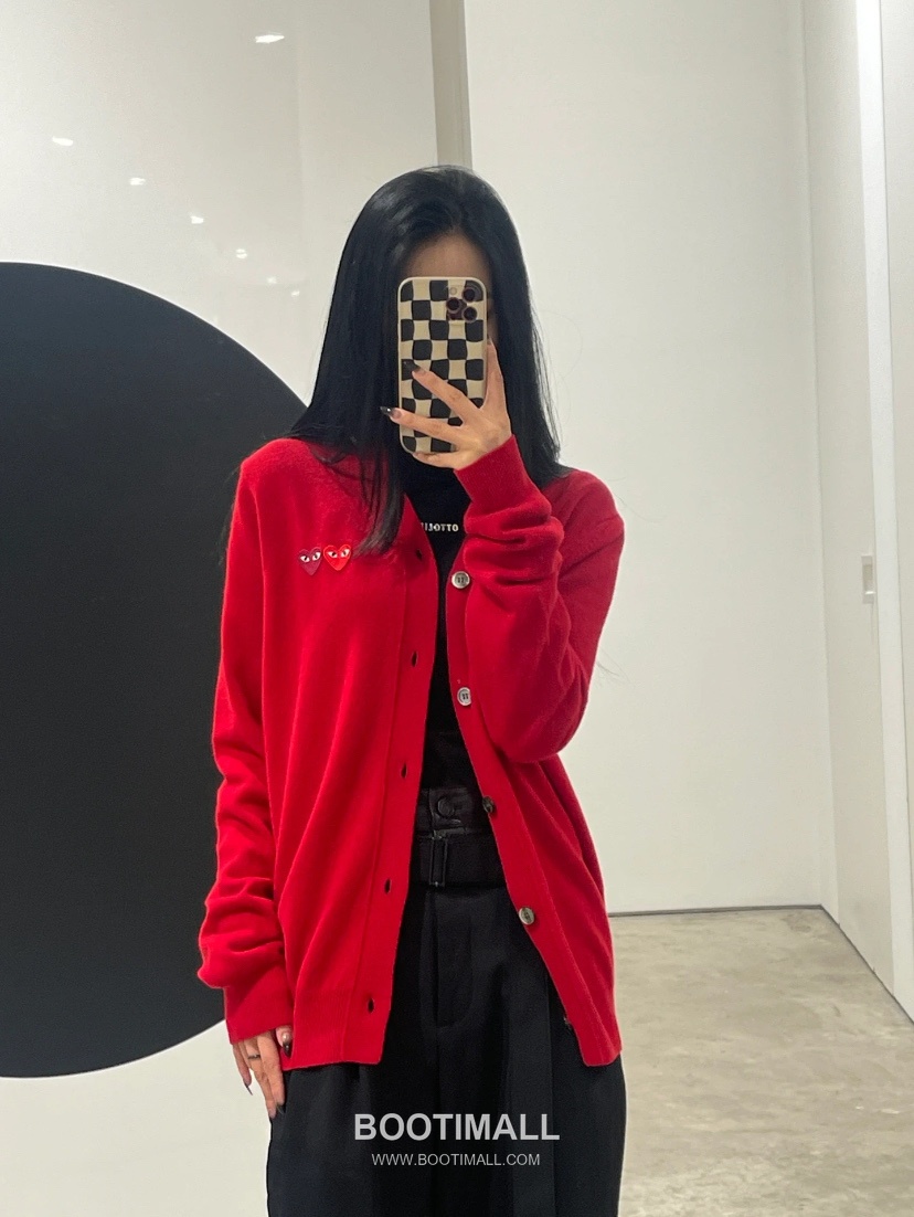 Comme des Garçons PLAY Double Heart Patch Wool Knit Cardigan Embroidered Logo 꼼데가르송플레이 더블하트 패치 울 니트 가디건 31177 8