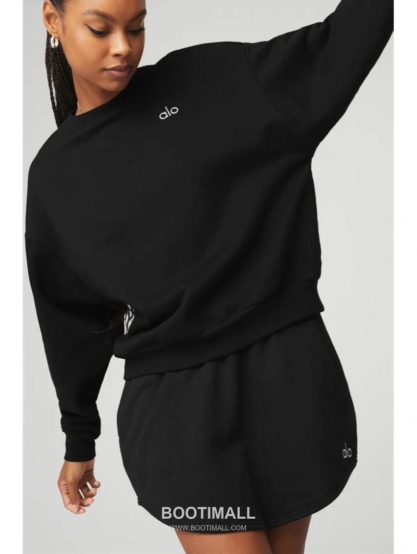 Alo Yoga Crewneck Cotton Sweatshirt Loose Fit Embroidered Logo 알로요가 크루넥 코튼 스웨트셔츠 루즈핏 자수 로고 31212 8