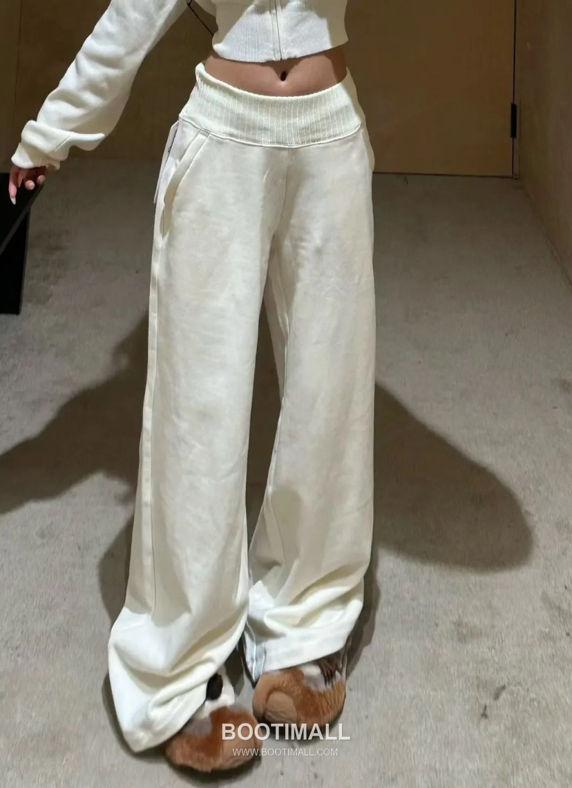 Alo Yoga High Waist Knit Wide Leg Sweatpants Fleece Patchwork Logo 알로요가 하이웨이스트 니트 와이드레그 스웨트팬츠 플리스 로고 10026 7