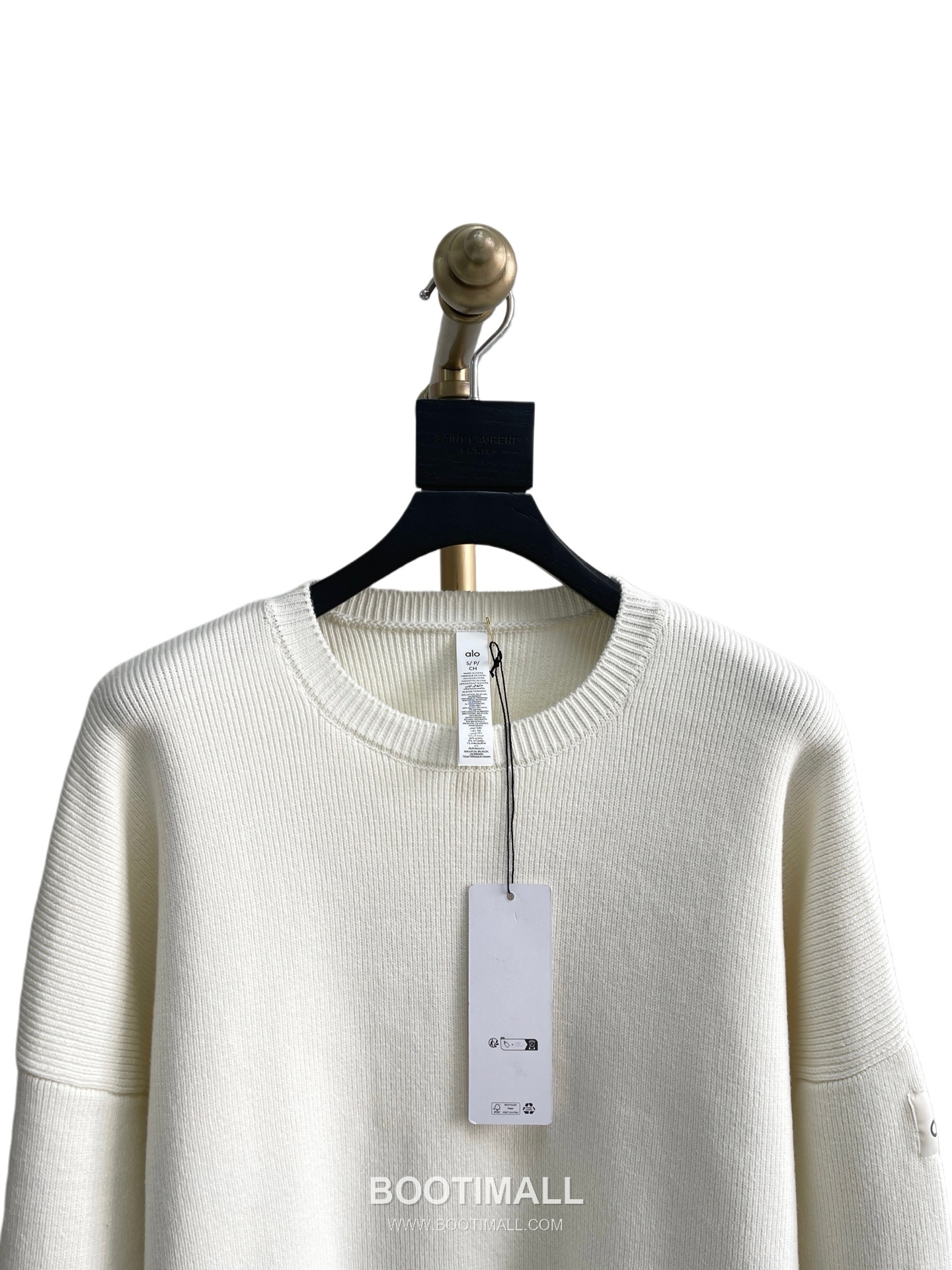 Alo Yoga Arm Logo Knit Sweater Crewneck Loose Fit Polyester 알로요가 암 로고 니트 스웨터 크루넥 루즈핏 폴리에스터 60107 3