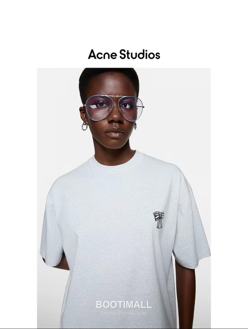 Acne Studios Bow Logo Print Cotton T-Shirt Crewneck Short Sleeve 아크네스튜디오 보우 로고 프린트 코튼 크루넥 반팔 티셔츠 60175 7