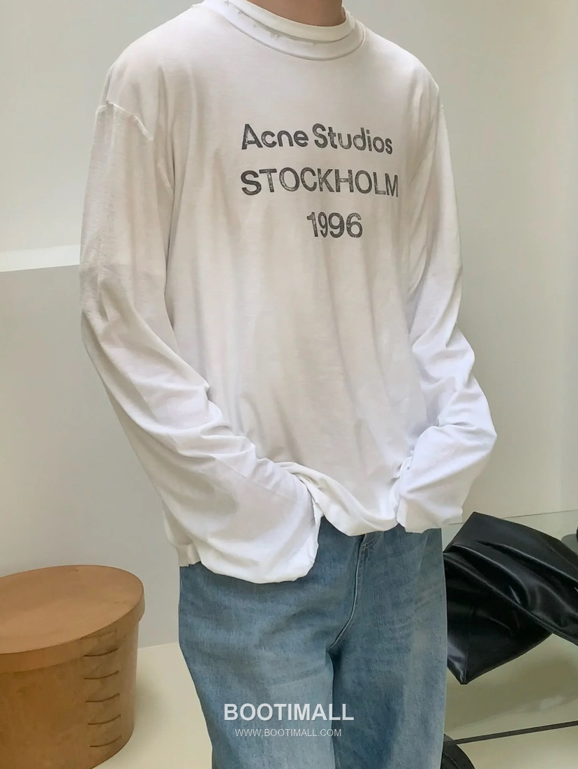 Acne Studios 1996 Distressed Logo Print Cotton T-Shirt Crewneck Long Sleeve 아크네스튜디오 1996 디스트레스 로고 프린트 코튼 크루넥 롱슬리브 티셔츠 2