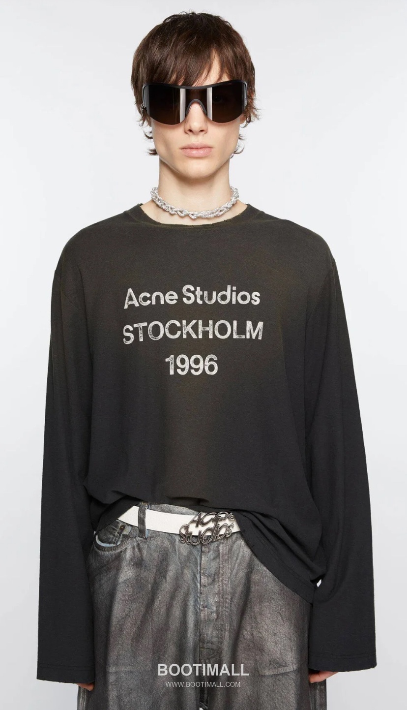 Acne Studios 1996 Distressed Logo Print Cotton T-Shirt Crewneck Long Sleeve 아크네스튜디오 1996 디스트레스 로고 프린트 코튼 크루넥 롱슬리브 티셔츠 2