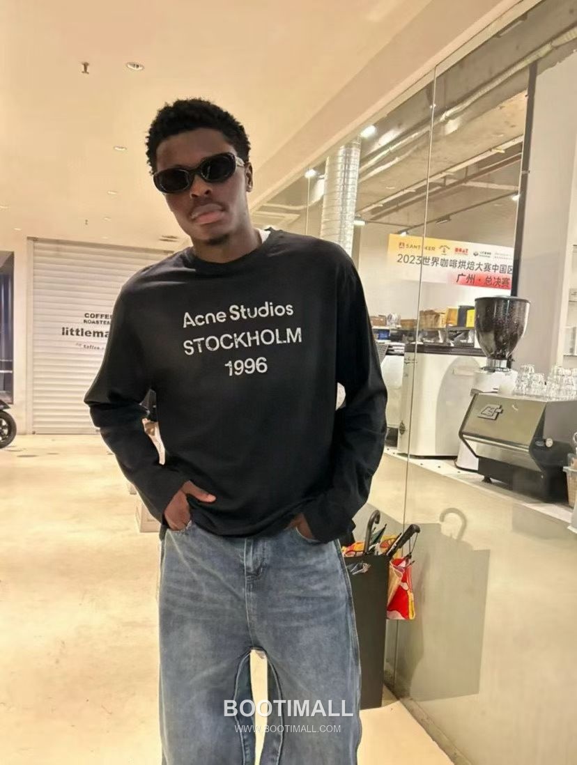 Acne Studios 1996 Distressed Logo Print Cotton T-Shirt Crewneck Long Sleeve 아크네스튜디오 1996 디스트레스 로고 프린트 코튼 크루넥 롱슬리브 티셔츠 7