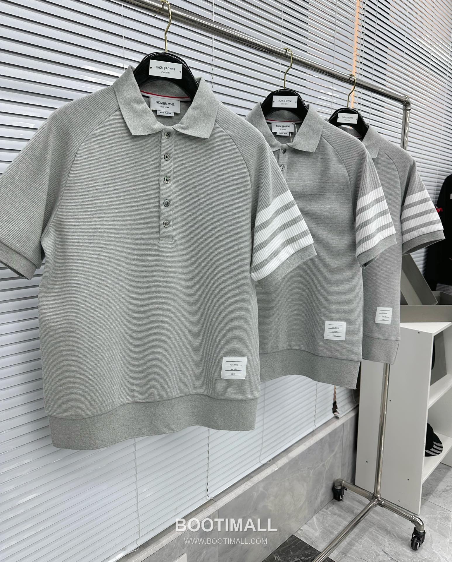 Thom Browne SS26 Cotton Waffle Knit Polo Shirt with 4-Bar Armband Detail 톰브라운 SS26 코튼 와플 니트 폴로 셔츠 4바 암밴드 디테일 5