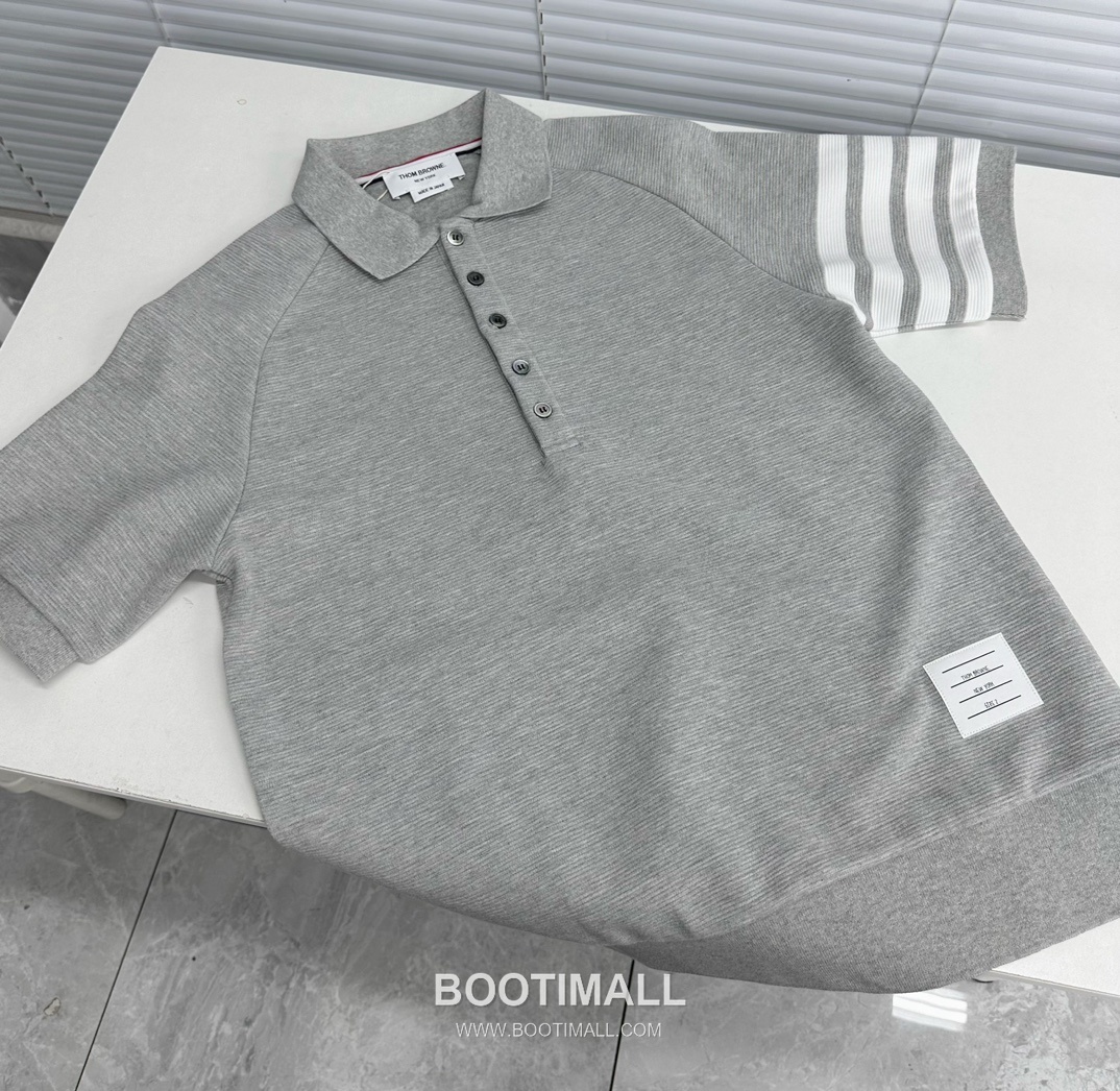 Thom Browne SS26 Cotton Waffle Knit Polo Shirt with 4-Bar Armband Detail 톰브라운 SS26 코튼 와플 니트 폴로 셔츠 4바 암밴드 디테일 7