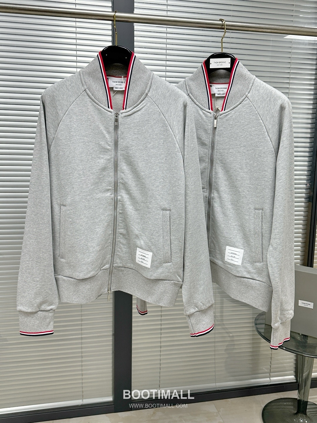 Thom Browne SS26 Cotton Zip-Up Varsity Jacket with Stripe Tape Detail 톰브라운 SS26 코튼 집업 바시티 재킷 스트라이프 테이프 디테일 WT262222 7