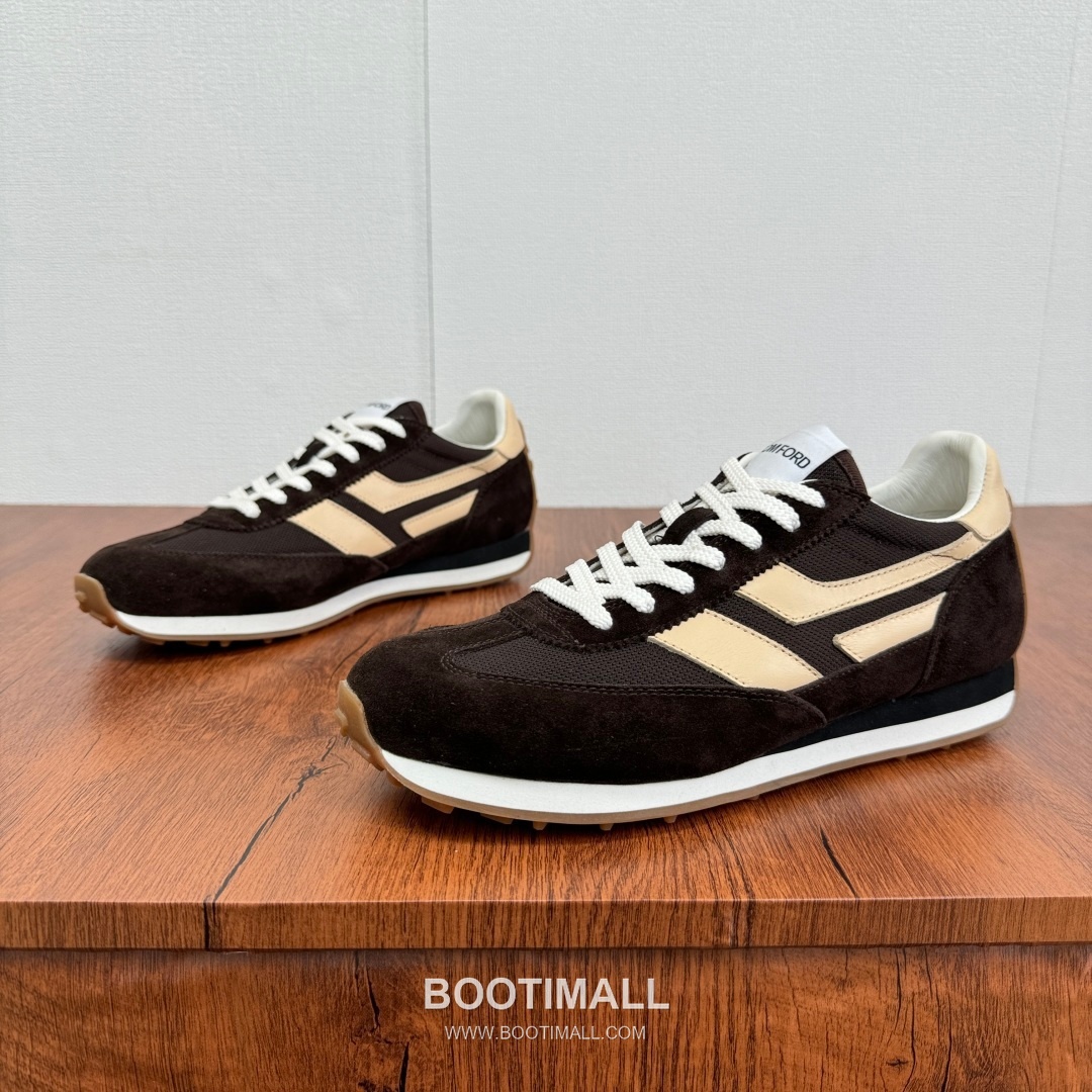 Tom Ford German Trainer Suede Calfskin Mesh Low Sneakers with Panel Detail 톰포드 독일군 트레이너 스웨이드 카프스킨 메쉬 로우 스니커즈 패널 디테일 3.5cm 3