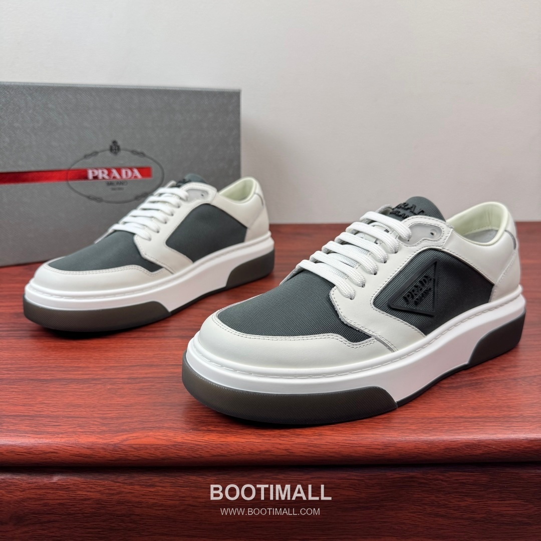 Prada Waxed Calfskin Mesh Patchwork Low Sneakers with Triangle Logo Detail 프라다 왁싱 카프스킨 메쉬 패치워크 로우 스니커즈 삼각 로고 디테일 4.5cm 2