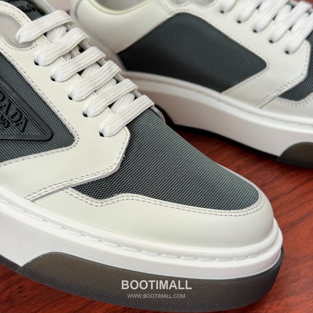 Prada Waxed Calfskin Mesh Patchwork Low Sneakers with Triangle Logo Detail 프라다 왁싱 카프스킨 메쉬 패치워크 로우 스니커즈 삼각 로고 디테일 4.5cm 5