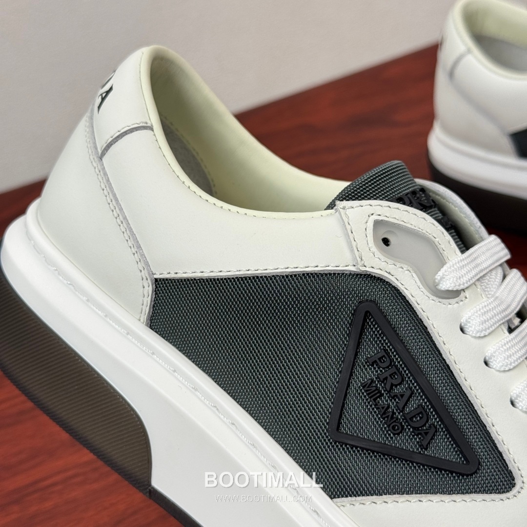 Prada Waxed Calfskin Mesh Patchwork Low Sneakers with Triangle Logo Detail 프라다 왁싱 카프스킨 메쉬 패치워크 로우 스니커즈 삼각 로고 디테일 4.5cm 6