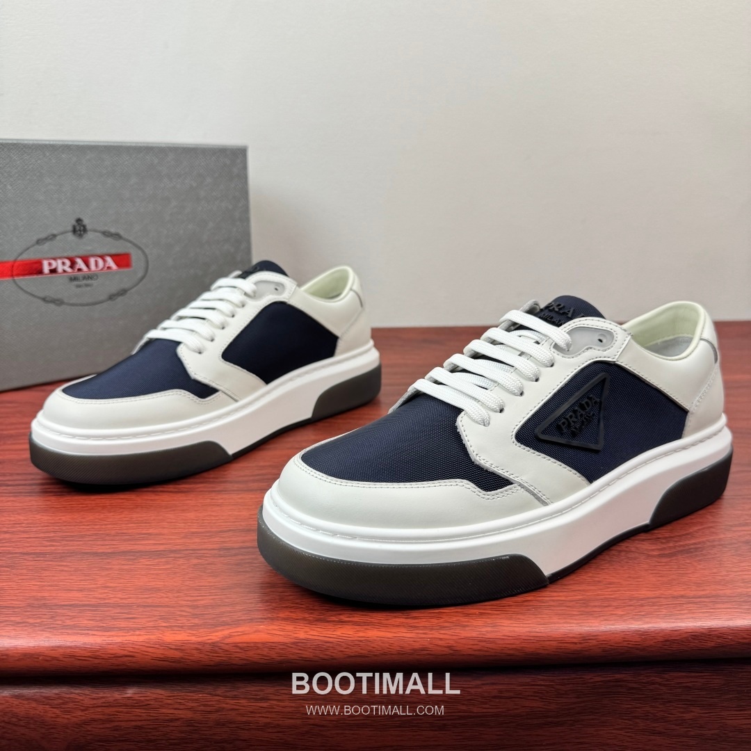 Prada Waxed Calfskin Mesh Patchwork Low Sneakers with Triangle Logo Detail 프라다 왁싱 카프스킨 메쉬 패치워크 로우 스니커즈 삼각 로고 디테일 4.5cm 3