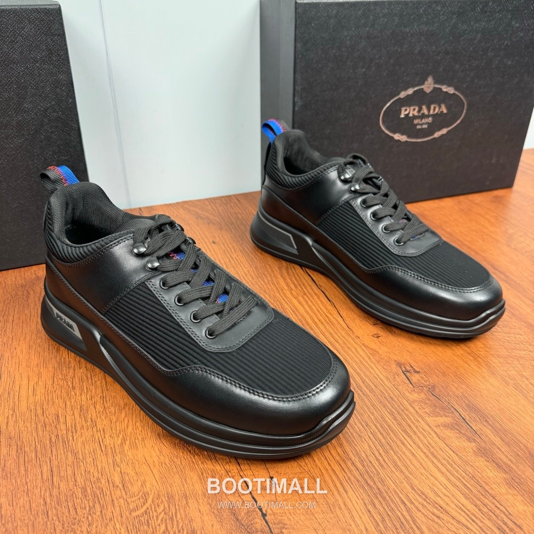 Prada Smooth Calfskin Nylon Low Sneakers with Metal Eyelet Logo Detail 프라다 스무스 카프스킨 나일론 로우 스니커즈 메탈 아일렛 로고 디테일 4.0cm 2