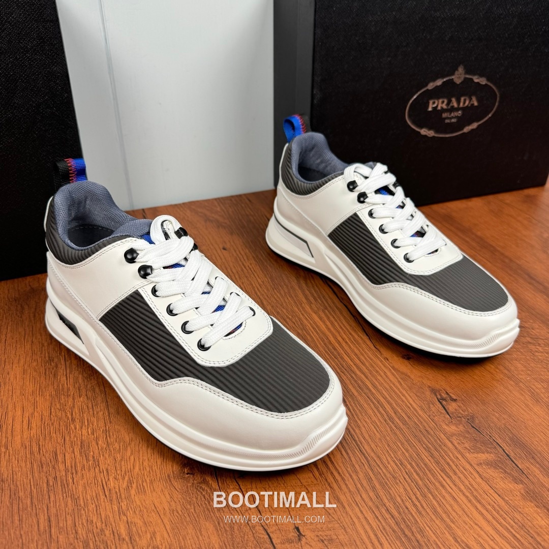 Prada Smooth Calfskin Nylon Low Sneakers with Metal Eyelet Logo Detail 프라다 스무스 카프스킨 나일론 로우 스니커즈 메탈 아일렛 로고 디테일 4.0cm 2