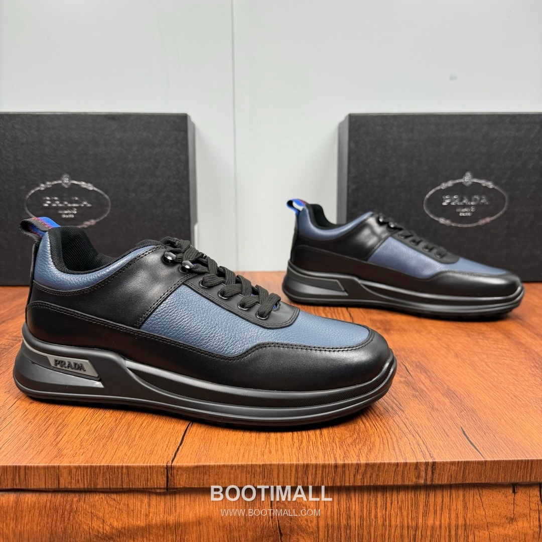 Prada Smooth Calfskin Nylon Low Sneakers with Metal Eyelet Logo Detail 프라다 스무스 카프스킨 나일론 로우 스니커즈 메탈 아일렛 로고 디테일 4.0cm 1