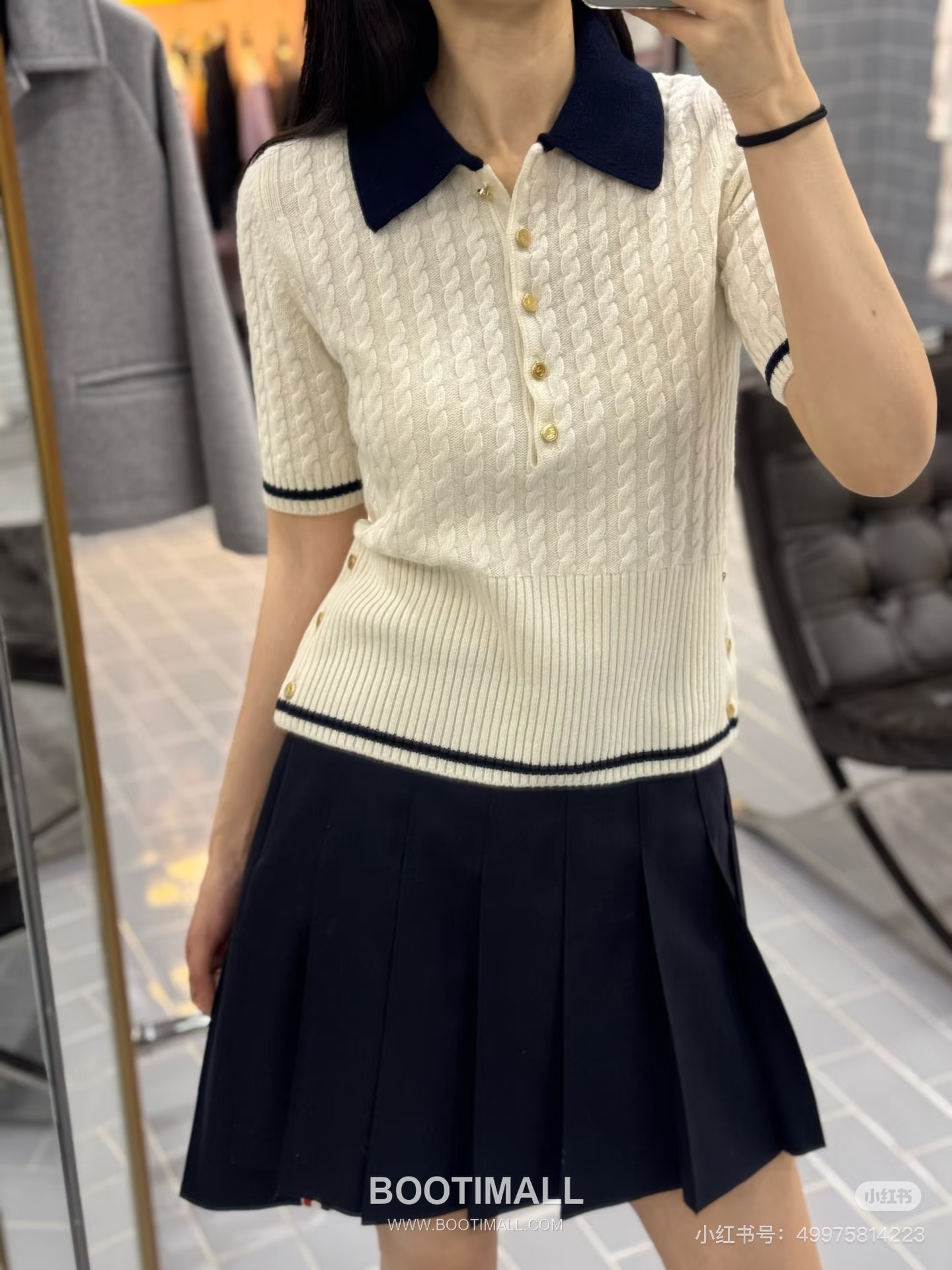 Thom Browne 2026 S/S Merino Wool Cable Knit Button Polo T-Shirt 톰브라운 2026SS 메리노 울 케이블 니트 버튼 폴로 티셔츠 5