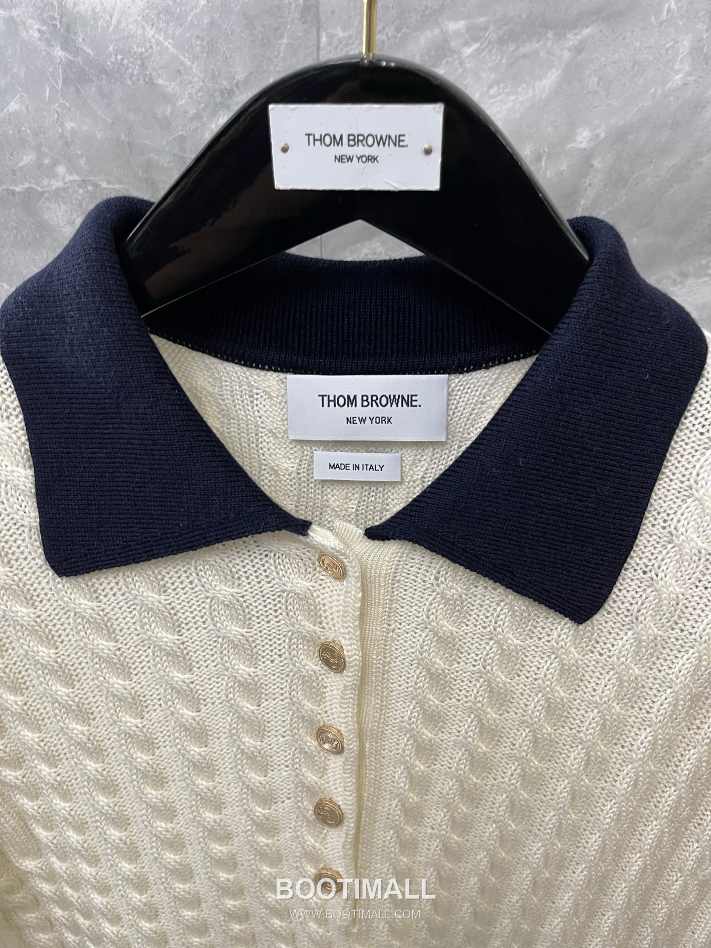 Thom Browne 2026 S/S Merino Wool Cable Knit Button Polo T-Shirt 톰브라운 2026SS 메리노 울 케이블 니트 버튼 폴로 티셔츠 11