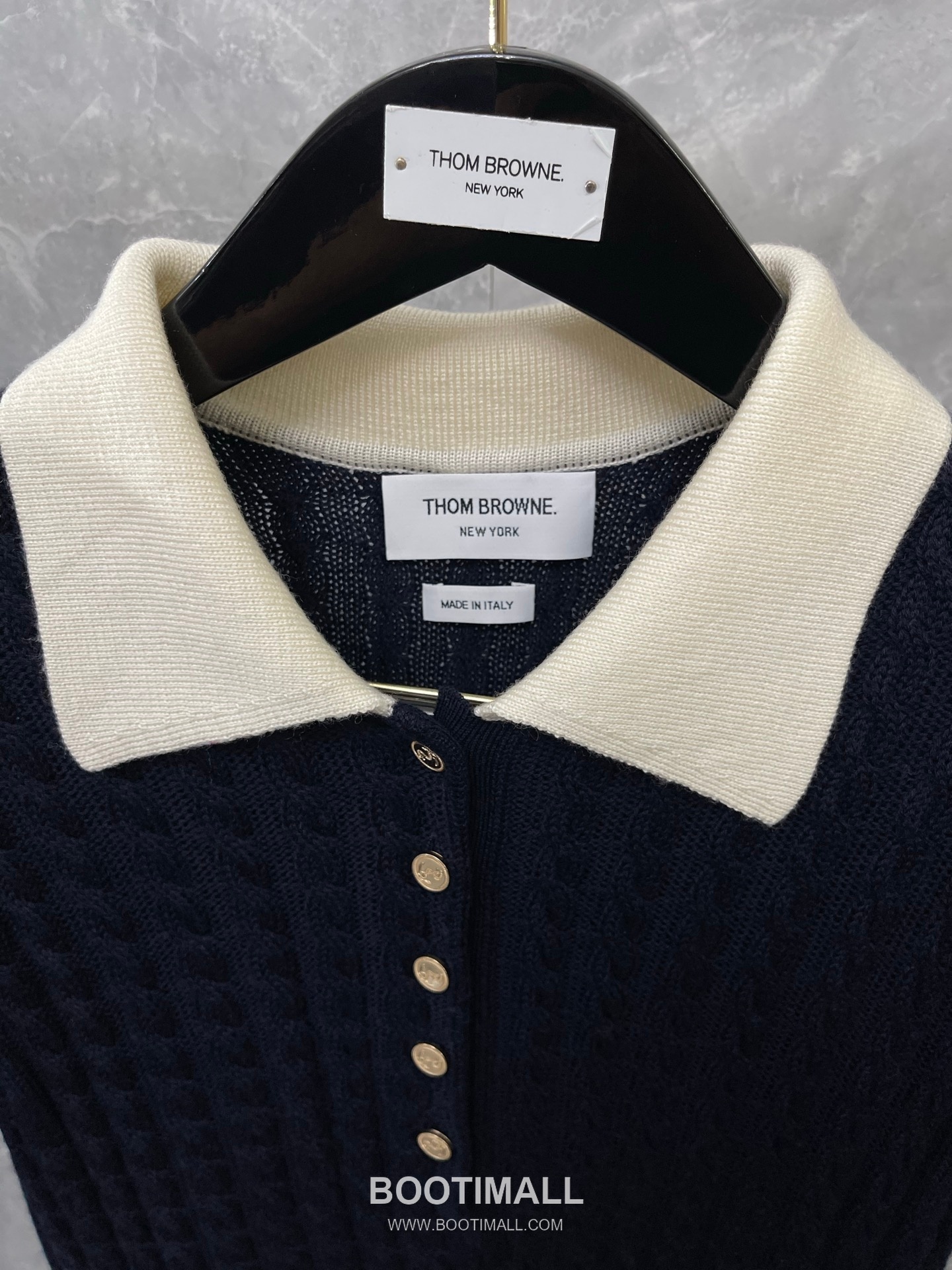 Thom Browne 2026 S/S Merino Wool Cable Knit Button Polo T-Shirt 톰브라운 2026SS 메리노 울 케이블 니트 버튼 폴로 티셔츠 2