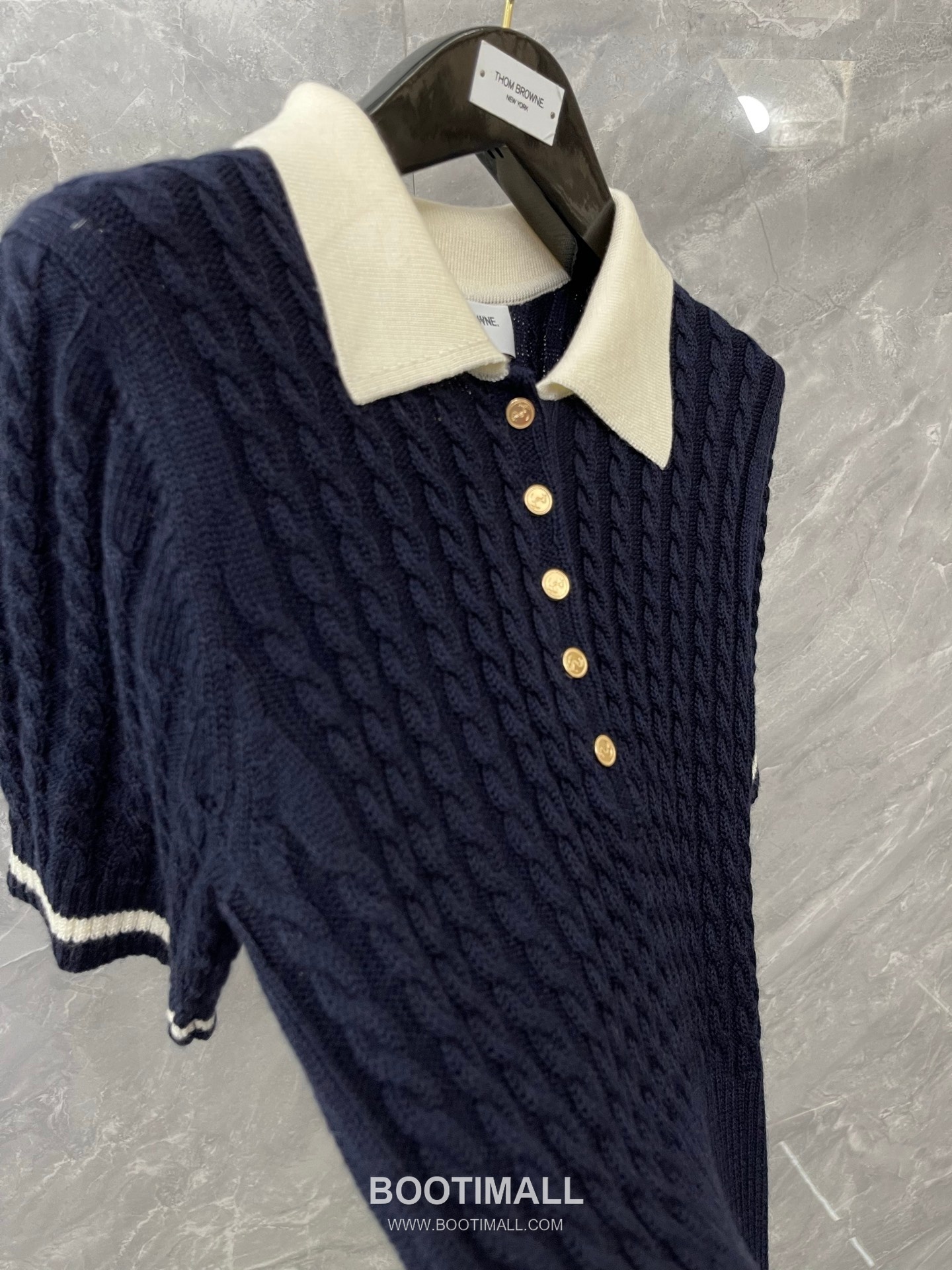 Thom Browne 2026 S/S Merino Wool Cable Knit Button Polo T-Shirt 톰브라운 2026SS 메리노 울 케이블 니트 버튼 폴로 티셔츠 7