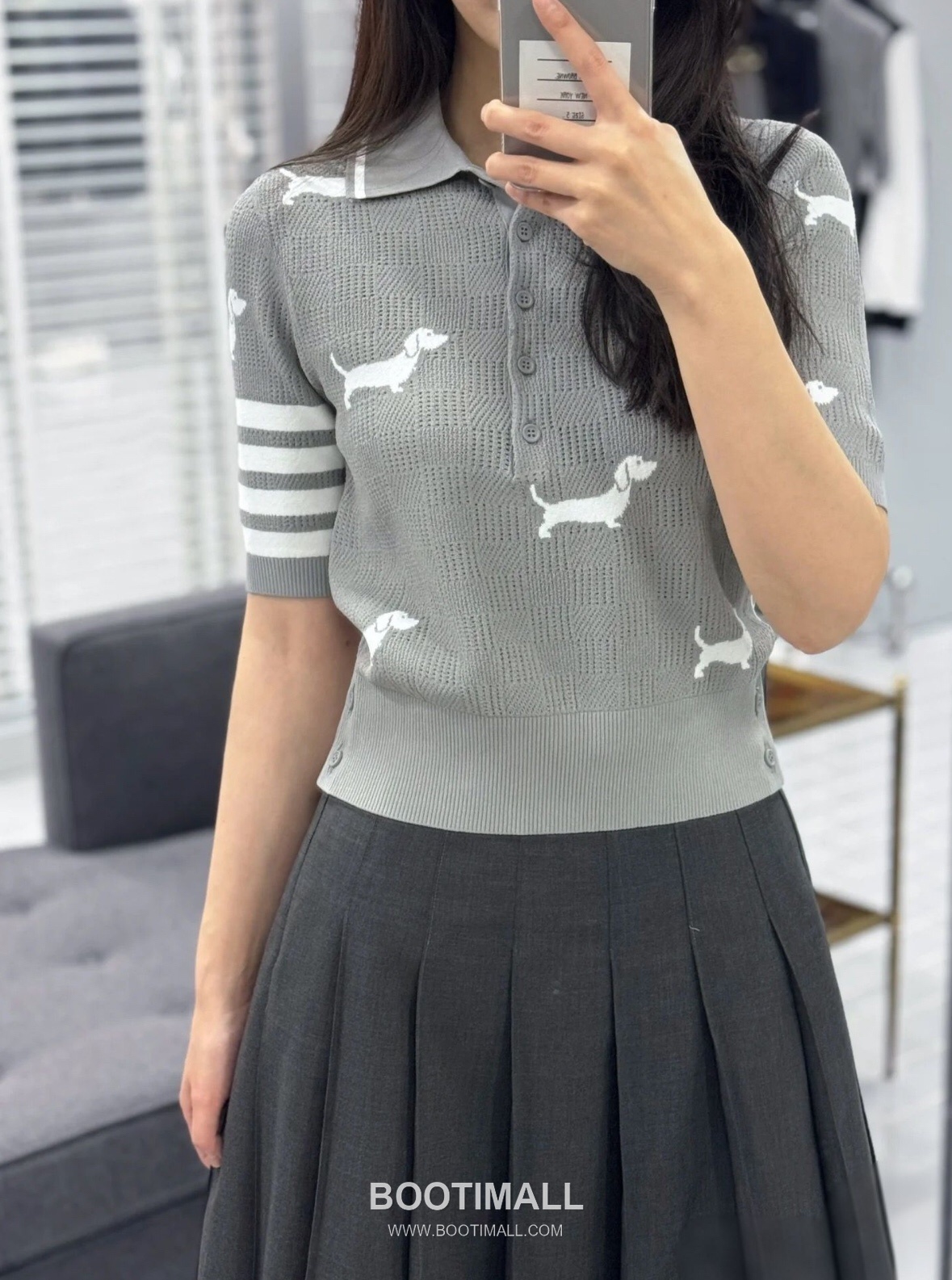 Thom Browne 2026 S/S Tencel Cotton Intarsia Hector Dog Polo T-Shirt 톰브라운 2026SS 텐셀 코튼 인타르시아 헥터 도그 폴로 티셔츠 2